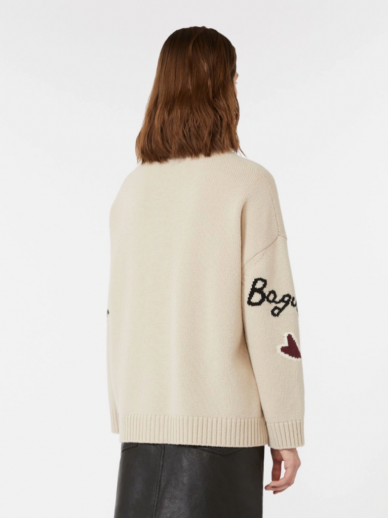 Maxmara Weekend Belgio Logo Cardigan in Ecru