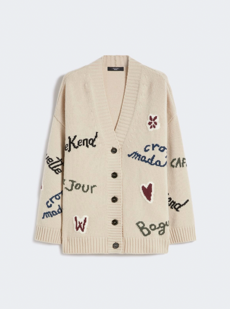 Maxmara Weekend Belgio Logo Cardigan in Ecru
