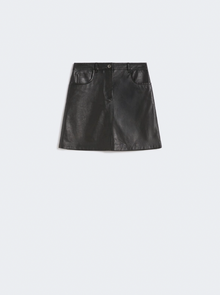 Maxmara Weekend Hull Leather Skirt in Black