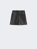 Maxmara Weekend Hull Leather Skirt in Black
