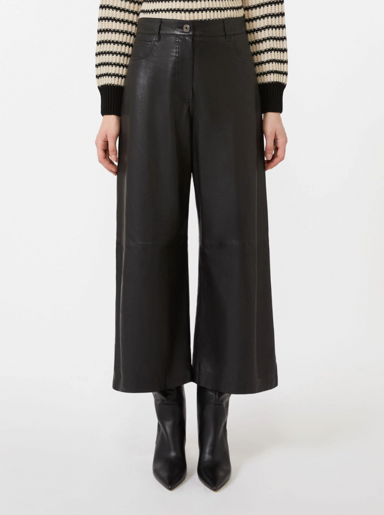 Maxmara Weekend Blanc Leather Trouser in Black