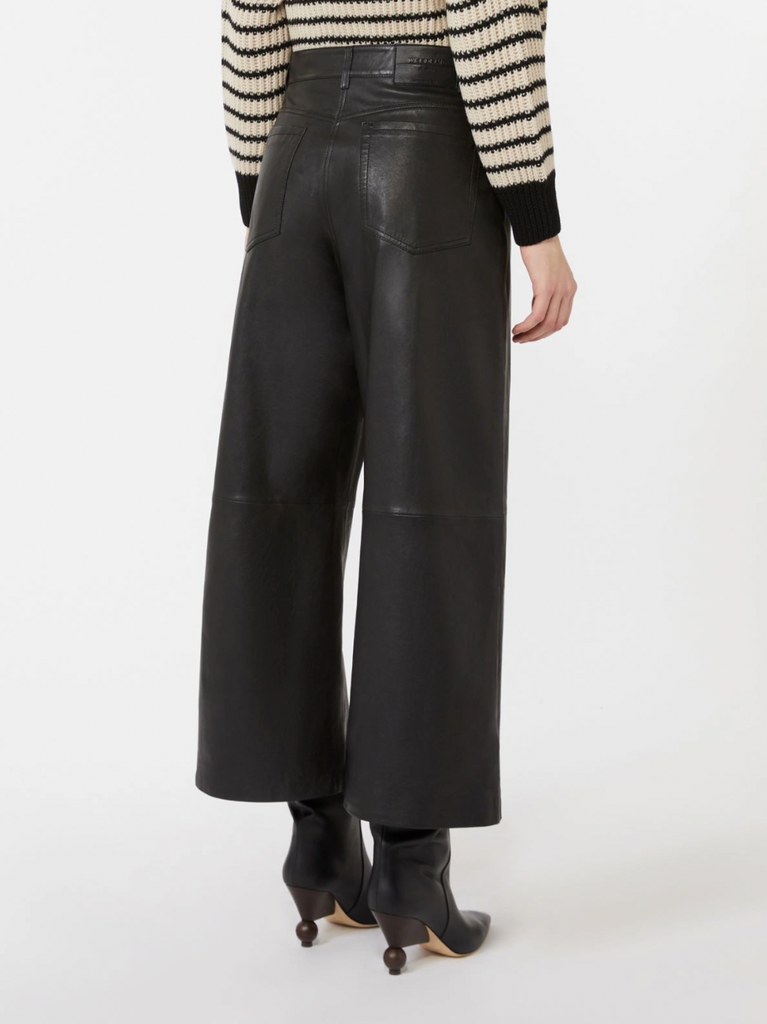 Maxmara Weekend Blanc Leather Trouser in Black