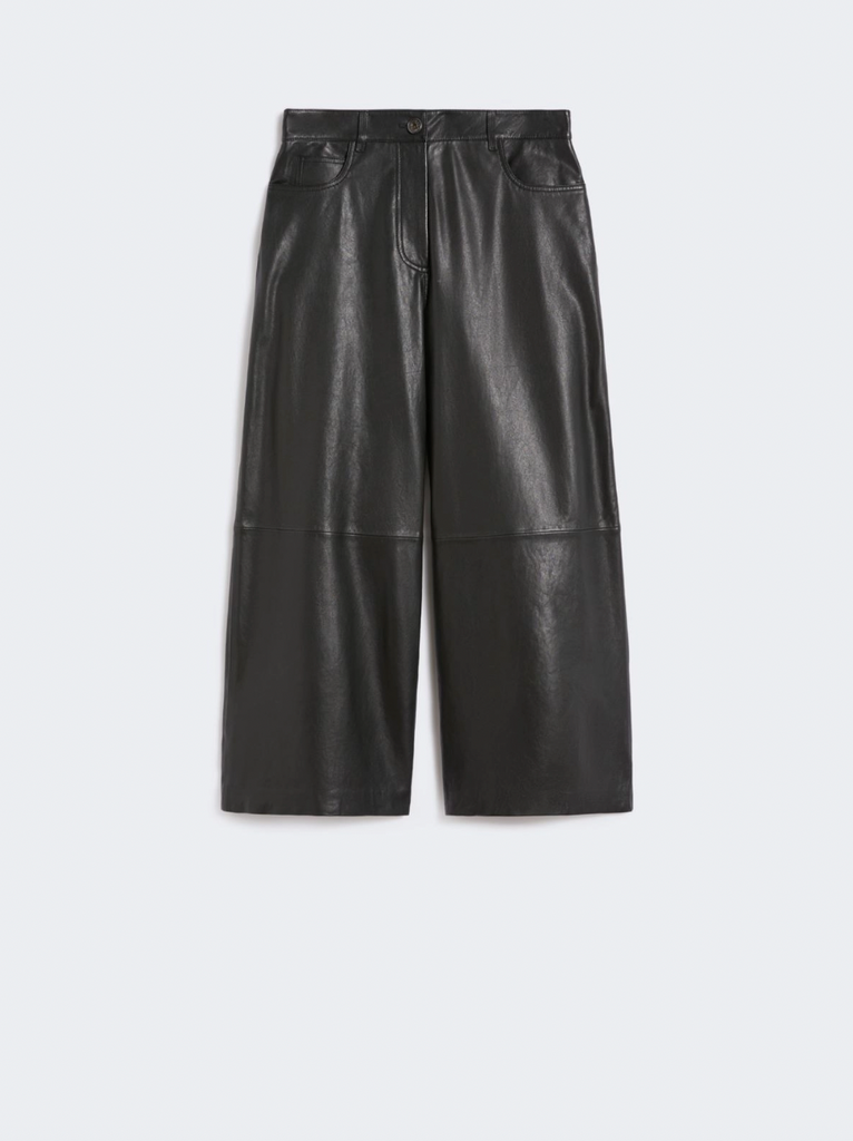 Maxmara Weekend Blanc Leather Trouser in Black