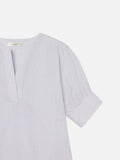 Frame V-Neck Popover Blouse in Steel Blue