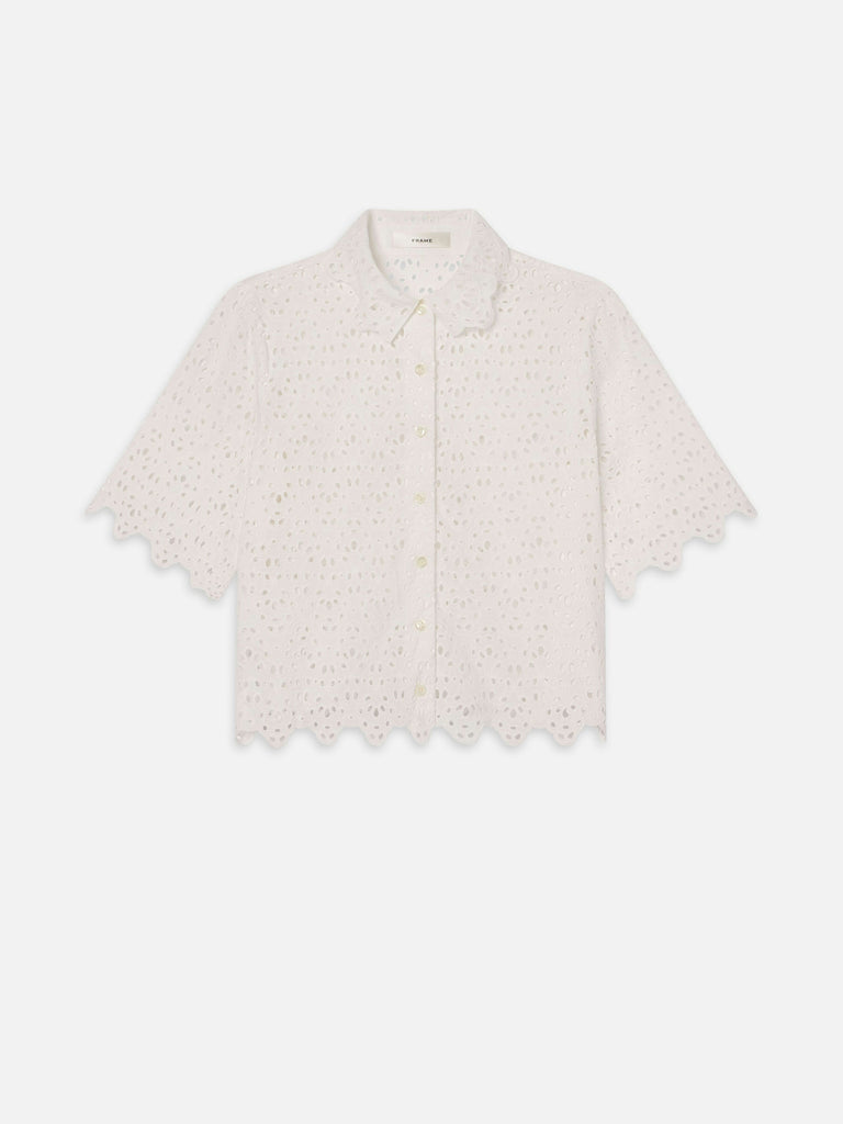 Frame The Deco Eyelet Top in White