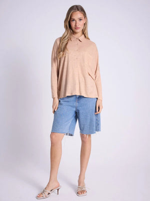 Not Shy Serena Knit Shirt in Natural