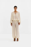 Malina Julianna Drawstring Blouse in Pearl