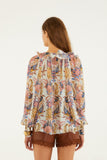 Farm Rio Sea Garden Long Sleeve Blouse in Off White