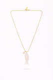 Talis Chains Happyfish Pendant in Rose Quartz Gold