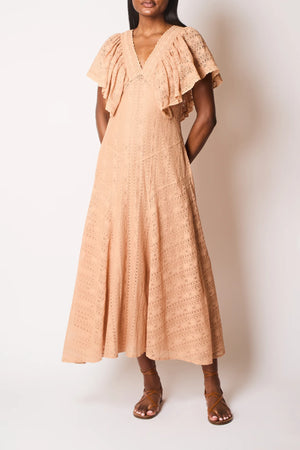 Faune Sofia Lace Dress in Coffee