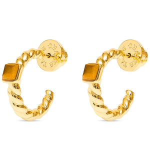 Talis Chains Everyday Twist Hoops in Tigers Eye