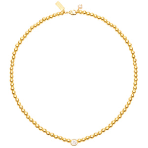 Talis Chains Gold Bead Necklace With Cz in Gold