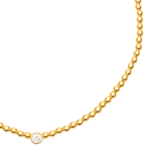 Talis Chains Gold Bead Necklace With Cz in Gold
