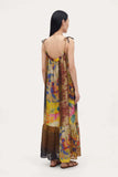 120% Lino Patchwork Print Halter Maxi Dress in Multi