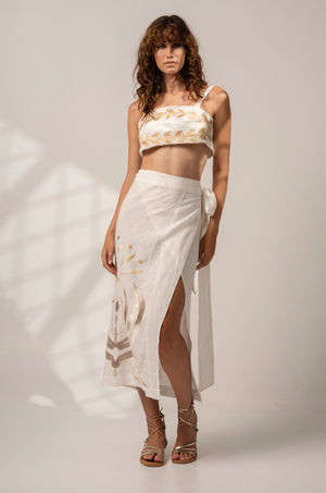 Aether Concept Wrap Skirt in White Gold