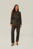 Farm Rio Golden Foliage Pajama Shirt in Black