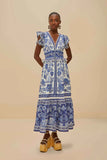 Farm Rio Shell Garden Maxi Dress in Blue