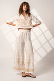 Aether Concept Embroidered Pants in White Gold