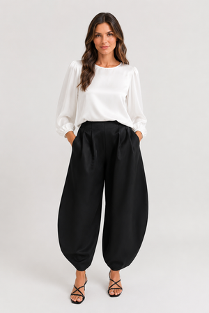 Silk 95 Five Barons Barrel Twill Pants in Black