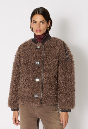 Berenice Gilian Faux Fur Jacket in Mocha