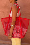 Never Fully Dressed Red Mesh Tote