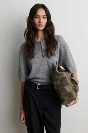 Second Female Longo Short Sleeve Knit in Grey Marl