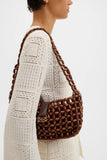 Malina Elvina Wood Pearl Bag in Expresso
