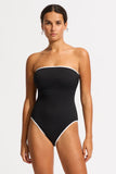Seafolly Beach Bound DD Bandeau One Piece in Black