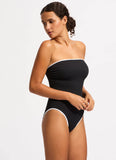 Seafolly Beach Bound DD Bandeau One Piece in Black