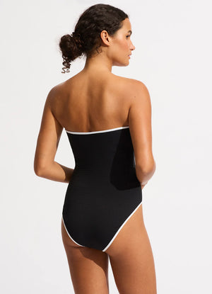 Seafolly Beach Bound DD Bandeau One Piece in Black