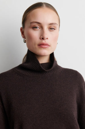 Second Female Alpha Knit T Neck in Dark Brown