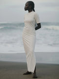 Luciee Elbow Sleeve Dress in Ivory