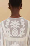 Farm Rio Palm Tree Cutwork Mini Dress in White