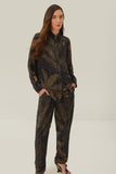 Farm Rio Golden Foliage Pajama Pants in Black