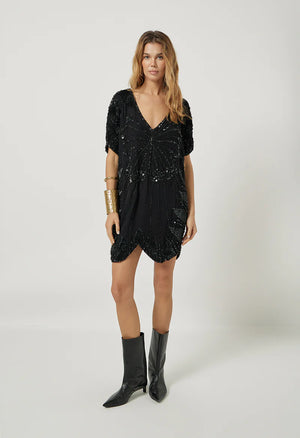 Scarlet Poppies Cleo Bead Dress in Black