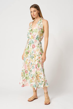 120% Lino Printed Dress in Multi