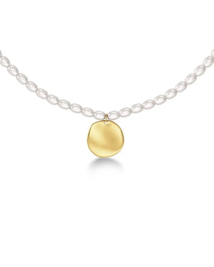 Edblad Pearl Signet Necklace in Gold