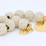 Vanessa Baroni Raffia Small Beads Bracelet in Sand
