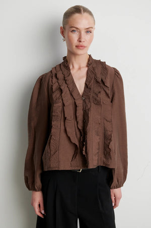 Second Female Rayna Frill Top in Carafe