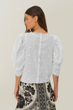 Farm Rio 3D Flowers Blouse in Off White