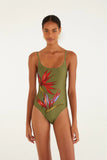 Farm Rio Strilitzia Dark Green One Piece in Dark Green
