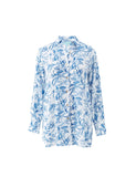 Melissa Odabash Paige Shirt in Blue Leaf