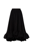 Malina Adriana Frill Hem Midi Skirt in Black