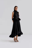 Malina Adriana Frill Hem Midi Skirt in Black