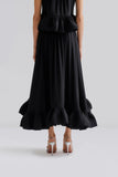 Malina Adriana Frill Hem Midi Skirt in Black