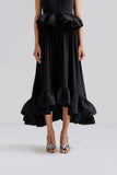 Malina Adriana Frill Hem Midi Skirt in Black