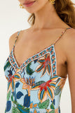 Farm Rio Floral Delhi Sleeveless Maxi Dress Light Blue