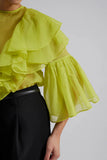 Malina Alexia Organza Frill Blouse LIME