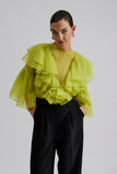 Malina Alexia Organza Frill Blouse LIME