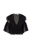 By Malina Alexia Organza Frill Blouse in Black